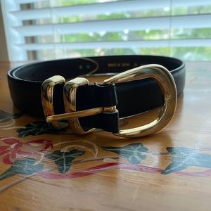 Black & Gold M Western Style Genuine Leather Belt